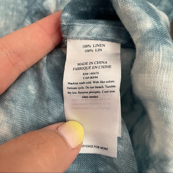 Tuckernuck Faherty NWOT Ocean Dye Malibu Linen Button Up Shirt Small - Picture 12 of 12